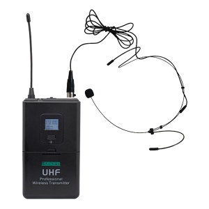 Microfone de cabeça - UHF - Controlo de volume - Até 8h de autonomia - Compatível com recetor DSPPA-D5815