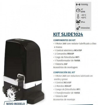 MOTORLINE KIT SLIDE1024 AUTOMATISMOS PARA PORTÕES DE CORRER (SUBSTIRUIDO PELO GALO1200)