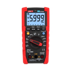 Multímetro digital industrial True RMS - IP65 e resistente à queda de 2 m - Medição DC e AC até 600V / 20 A - Lanterna integrada - Resistência/capacidade/frequência/temperatura - Buzzer para teste de continuidade