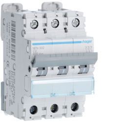 NFN302 - Disjuntor 3P 2A C 6/10kA 3M HAGER EAN:3250614628238