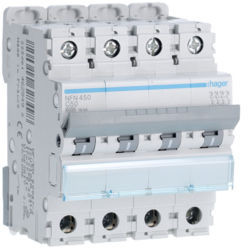 NFN450 - 4p 50a C circuit breaker 4m Hager Ean: 3250614628498