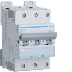NFT310 - Interruttore automatico 3P 10A C 6/10KA 3M HAGER EAN:3250614635656