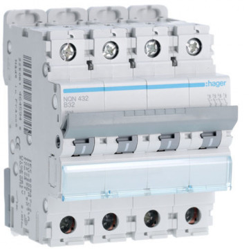 NQN432 - Breaker 4p 32a B 20ka 4m Hager Ean: 3250614645945