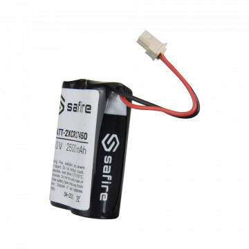 Pack 2x pilhas CR17450 / 4/5A / CR8L - Safire - Lítio Li-MnO2 não recarregável - Tensão 6.0V / Molex retrátil 5284 - Capacidade nominal 2500mAh - Compatível com Visonic Next Cam PG2 e K9 PG2