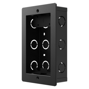 Painel frontal e caixa de registro encastrada - Específico para Akuvox AK-R20A-BLACK. - Painel: 120 (Al) x 189 (Lg) x 3 (Pf) mm - Caixa: 179 (Al) x 116 (Lg) x 50 (Pf) mm - Fabricado em alumínio e aço galvanizado