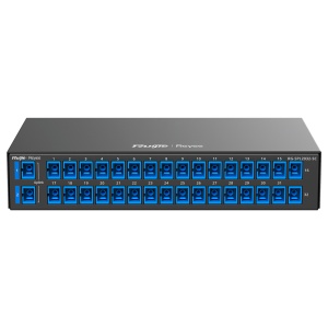 Passiver optischer Splitter von Reyee – Wellenlänge 1260 nm bis 1650 nm – kompatibel mit der Reyee e-Lighten-Lösung – 2 x SC-Uplink-Anschlüsse – 32 x SC-zu-UNO-Anschlüsse – kann im Rack oder an der Wand montiert werden