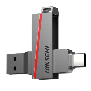 Pendrive USB Hikvision - Capacidade 128 GB - Interface USB tipo A/tipo C 3.2 - Velocidade máxima. leitura/escrita: 130/45 MB/s - Desenho robusto, forte e durável - Pequeno tamanho