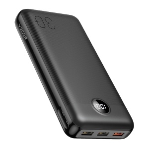 Power bank VEGER com ecrã LCD - Capacidade 30000mAh - Entradas USB-C, Micro USB - USB-C, 3x saídas USB-A - Carregar dispositivos 3 de cada vez - Carregamento rápido PD20W