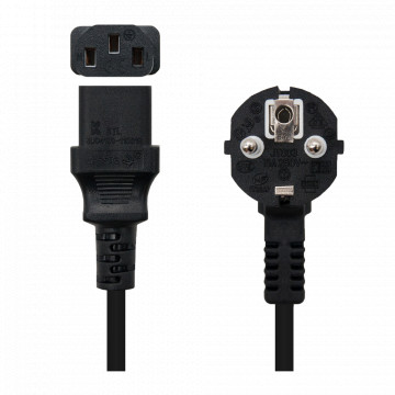 Power cable - CEE7 Male Connector - C13 Female - Driver AWG18 - 5m - Black color