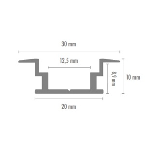 PRO008 -A - Aluminum Profile Project 2mt Anod. Gray