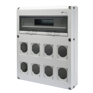 Quadro Q-DIN 20 módulos, 8 bases 16/32 A, IP65