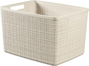 Rechteckiger Jute -Korb L 20L Natural Weiß