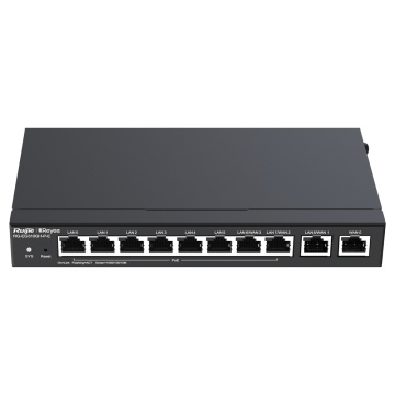 Reyee Enrutador Papa Controlador Nube - 9 Puertas Lan GE + 1 Puerta Pálido GE - 8 Puertas Papa+ 802.3af/at / Hasta 110W no total - Apoyo hasta 4 Pálido a faito ou balance - Hasta 1500 Mbps de ancho de banda - Servidor VPN IPsec, L2TP, PPTP, OpenVPN