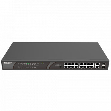 Reyee PoE Desktop Switch - Caixa metálica - 16 Portas RJ45 10/100 Mbps + 2 Uplink Gigabit - 16 Portas PoE+ 802.3af/at | Potência total 120W - Plug and Play - Tecnologia poupança de energia
