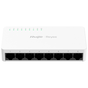 Reyee Switch Desktop - Caixa plástica - 8 portas RJ45 - Velocidade 10/100 Mbps - Plug and Play - Tecnologia poupança de energia