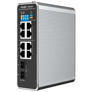 Reyee Switch Industrial PoE Cloud Case 2 – 8 RJ45+ Gigabit-Ports + 2 Gigabit SFP-Ports – 8 30 W PoE+ Ports + 1 90 W Hi-PoE-Ports – Erweitertes PoE (5–8 Ports) / Port-Isolierung – VLAN/ERPS/Loop-Prävention/Watchdog/DHCP-Snooping – Schienenmontage