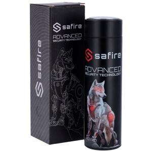 Safire - Garrafa - Cor preto - Anel de vedação - Aço inoxidável 304