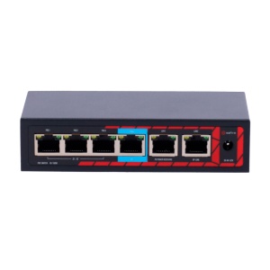 Safire Indoor Hi-PoE Extender Switch - Aumenta o alcance da potência PoE - 4 portas PoE + 2 Uplink RJ45 - IEEE 802.3 af/at/bt - Potência máxima de saída 60 W - Portas 10/100 Mbps