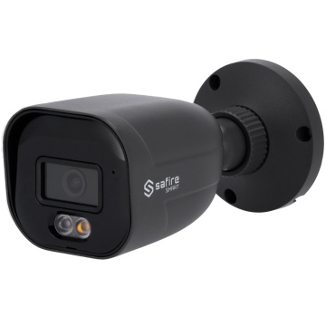 SAFIRE SMART BULLET IP Camera E1 IA - Gray color - Resolution 4 Megapixel (2566x1440) - 2.8 mm lens | Integrated Microphone | DL 30M - AI: Human and Vehicle Classification - IP67 Waterproofing | Poe (IEEE802.3AF) | P2P