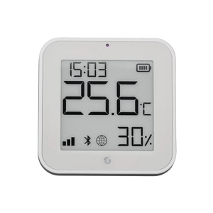 Shelly BLU H&amp;T Display ZB Blanco - Sensor de humedad y temperatura - Pantalla de tinta electrónica (e-paper) - WiFi 2.4GHz / Bluetooth / Matter / Zigbee - Alimentación a batería CR2032 - Compatible con Apple Homekit / Alexa y Google