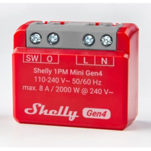 SHELLY1PMMINIGEN4 - Módulo de Mini Interruptor para Automatización WiFi/Zigbee/Matter con Medición de Energía 110/240VAC - 8A