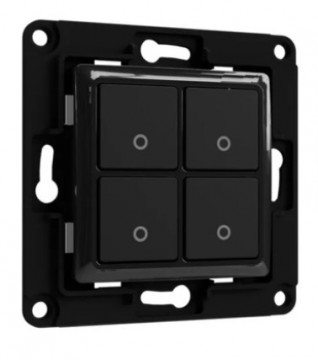 Shellywallswitch4black - commutateur mural 4 boutons pour les modules Shelly - PR