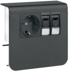 SL200559209011 - SCHUKO+2XRJ45 CAT.6 SL20055, PR. Grafite Hager Ean: 4012740894678