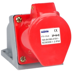 SOFLIGHT - FTI-115-6 - Tomada Mural Fêmea IP 44 3P+N+T 16A 400V