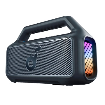 Soundcore by Anker Tragbarer Lautsprecher – 1 Subwoofer und 2 Hochtöner – 80 W Sound | BassUp™ 2.0-Technologie – 24 Stunden Wiedergabe – Tonfrequenz 50 Hz – 20 kHz – Wasserdicht IPX7 | Farbe: Schwarz