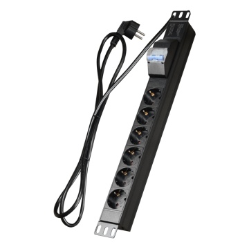 Tomada de alimentação - Concebido para racks padronizados de 19" - 6 saídas até 250VAC / 16 A máx. - Tamanho 1U para facilitar a instalação - Interruptor automático de segurança - Cor preto