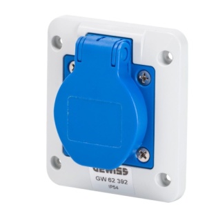 Tomada Schuko IP54 com tampa para Q-DIN