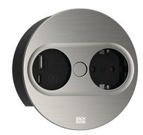 TWIST 2 REDONDO AÇO INOX 1x SCHUKO + 2x USB CARGA