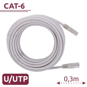 UTP Cable - Ethernet - RJ45 Connectors - Category 6 - 0.3 m - White color