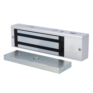 Ventosa electromagnética Dorcas - Para porta simples - Força de retenção 500 kg - Modo de abertura Fail Safe (NC) - Montagem na superfície - LED e sensor de estado