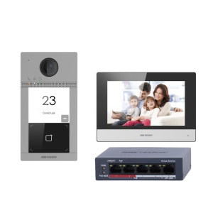 Video-Gegensprechanlage mit zwei Relais - IP- und WiFi-Technologie | PoE-Switch - Platine und Monitor | Ermöglicht 16 weitere Monitore – MF Reader | PoE - Mobile Anwendung mit P2P | Interne Relais im Monitor – Oberflächenmontage IP65, IK08