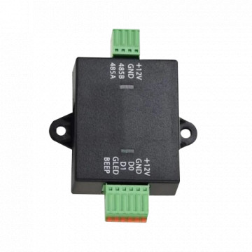 Wiegand-zu-RS485-Konverter – Spezifische Verwendung mit Lesegeräten – Geeignet für ZK-C2-260-Controller – Bis zu 4 Konverter pro Controller – Adressvergabe mit Schalter – Einfache Installation