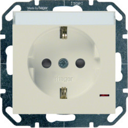 WYS341 - Schuko w/ LED+P. -ETIQ and OBTUR., Cream