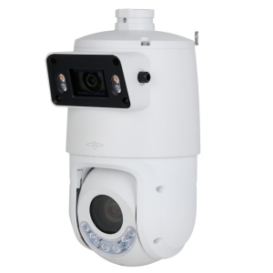 X -Security PTZ IP Gama Ultra - Double Lens (4MPX Panoramic + PTZ 4MPX)) - PTZ 5 ~ 125 mm | 25x | Poe+ - Panoramic Lens 2.8 mm | Dual Light 100 m - Autotracking | Alarms | Audio | MicroSD | IP66 - IVS | SMD 4.0 | Active Dissuation | Smartlight
