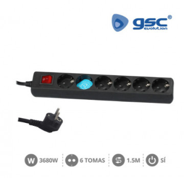 000000031 - 8436021940315Base múltiple 6T + Intraido. (3x1,5mm) 1,5M Negro