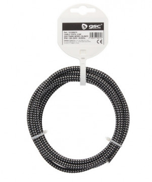 101025010 - 8433373069718Cabo textil 2,5M (2x0,75mm) Negro/Blanco