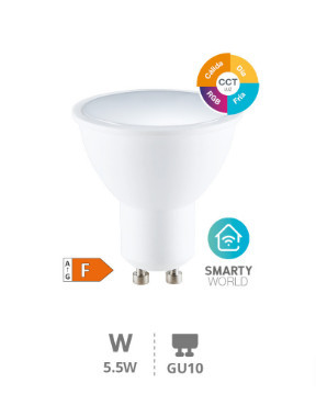 200651005 - 8433373061422 LED Intelligent dicroical via WiFi 5.5W Gu10 RGB + CTT Réglementé