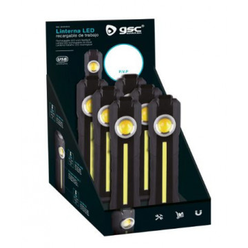 201815010 - Wiederaufladbare 6-W-COB-LED-Arbeitstaschenlampe - 8 Stk. Exp-Box
