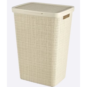 245976 - Cesto de juta para roupa suja, 58 litros, cor creme