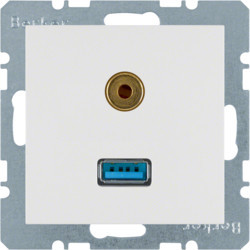 3315398989 - S.1/B.x - USB / jack 3.5mm, blanco HAGER Ean:4011334341611