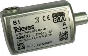 404411 -8424450167823 Televes -lte Filter Durchschnittliche Abstoßung (MR) "Cei" 470 ... 774 MHz UHF (C21-58) Innenraum (B3)