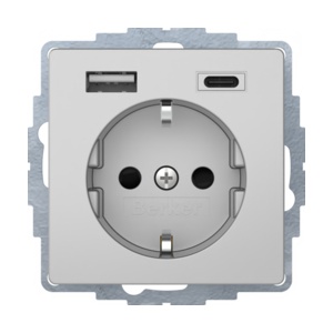 48046084 - Q.x - Schuko c/ USB A+C, aluminio HAGER Ean:4011334528326
