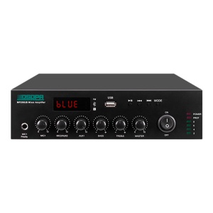 Amplificador mezclador DSPPA - Línea 70V/100V y baja impedancia - 1 x 250W - 2 Mic 2 Phantom | 2 Aux | EMC Emergencia - Reproductor USB / Radio FM / Bluetooth - Mando a distancia