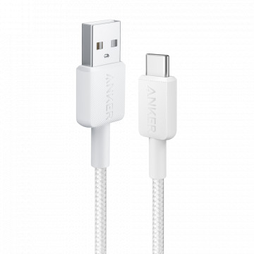 Anker - Cable USB2.0 - USB-A a USB-C - Cable encerrado de nylon - Longitud 0.9m - Cargando rápido hasta 15W | Color blanco