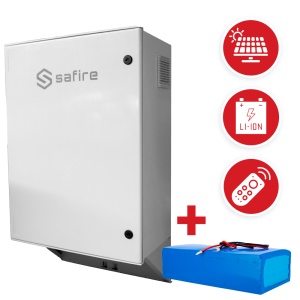 Armário de poliéster carregamento rápido Solar - Magnetotérmico e SPD - Dimensões exteriores 80x60x30cm - Switch 8 Portas POE | Bandeja de fusão de fibra - Grau de proteção IP55 / Calha DIN - Carregamento rápido 17 amperes/hora