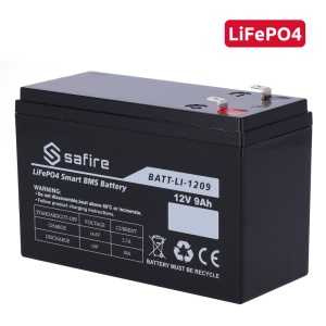 Bateria recarregável - Lítio LiFePO4 - Tensão 12V - Capacidade 9Ah - 3000 ciclos - 151 (largura) x 97 (Altura) x 65 (Fundo) mm / 1.05Kg